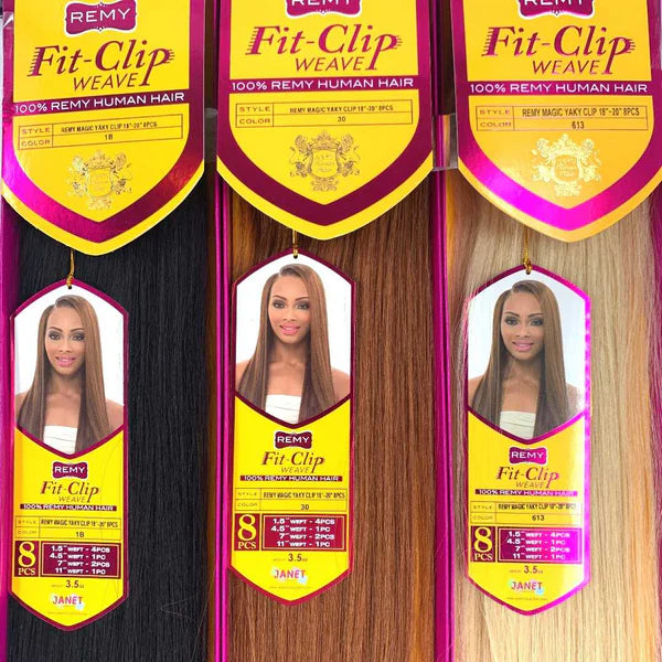 Janet Collection Remy Fit-Clip Weave Yaki Clip In extensions