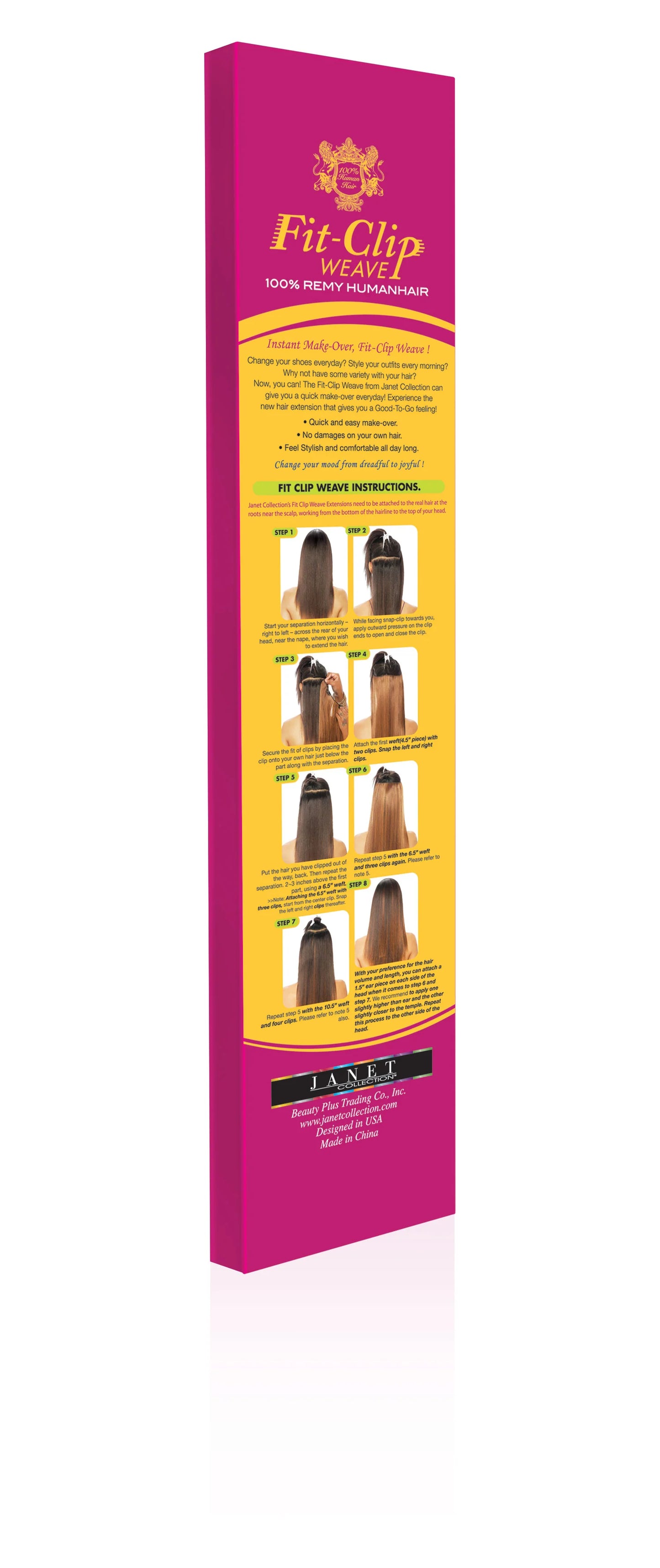 Janet Collection Remy Fit-Clip Weave Yaki Clip In extensions